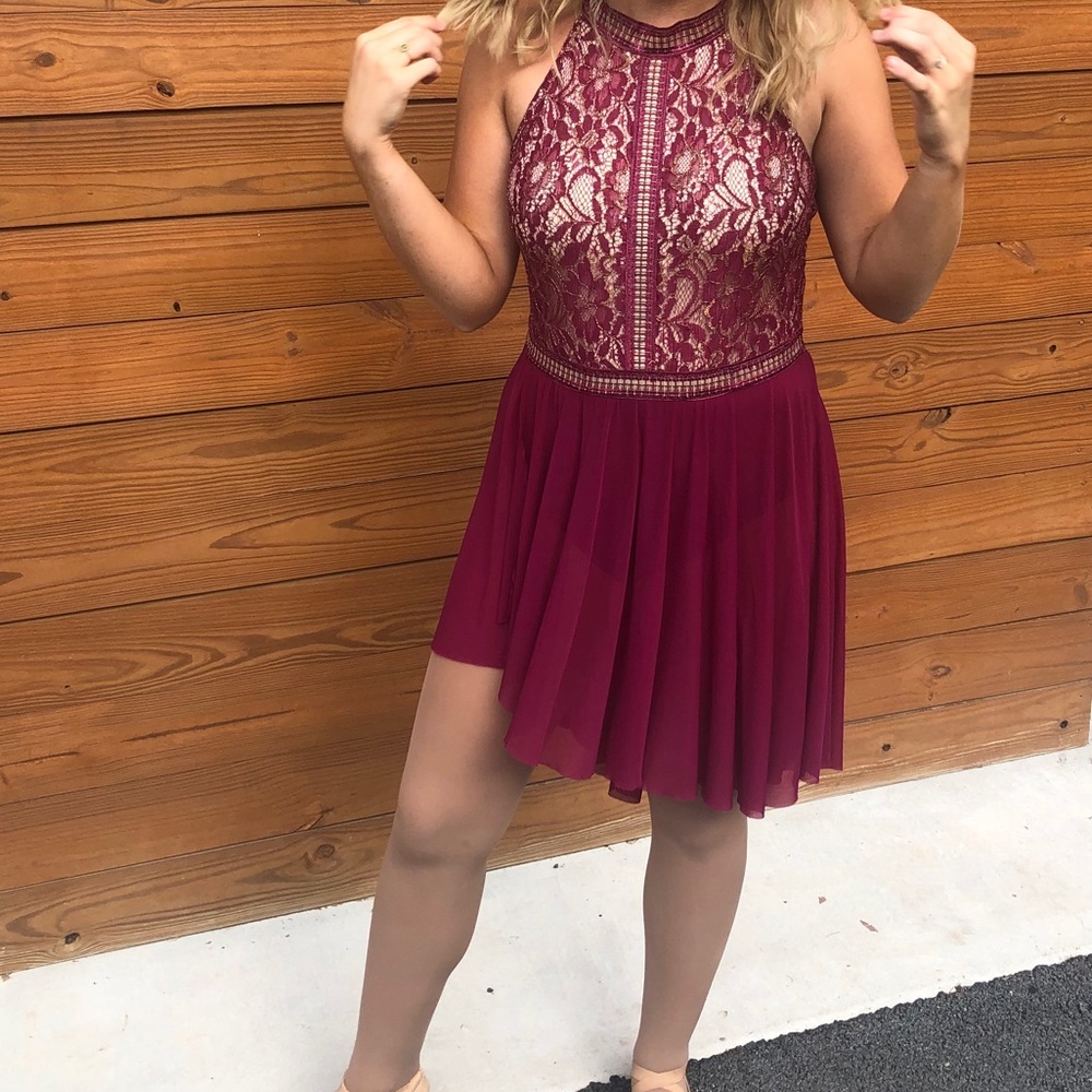 red laced dance costume